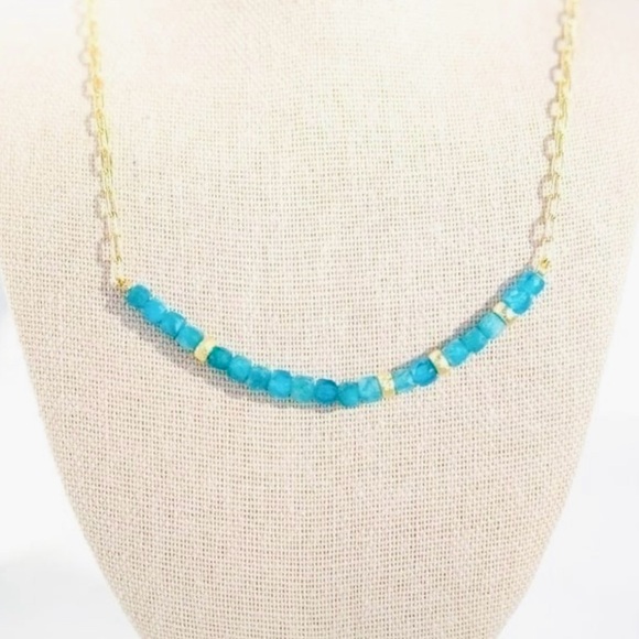 Beautiful Sunstone Gemstone Beaded Necklace Gold paperclip Chain WATERPROOF - Picture 11 of 12